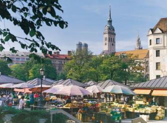 De beroemde Viktualienmarkt van München